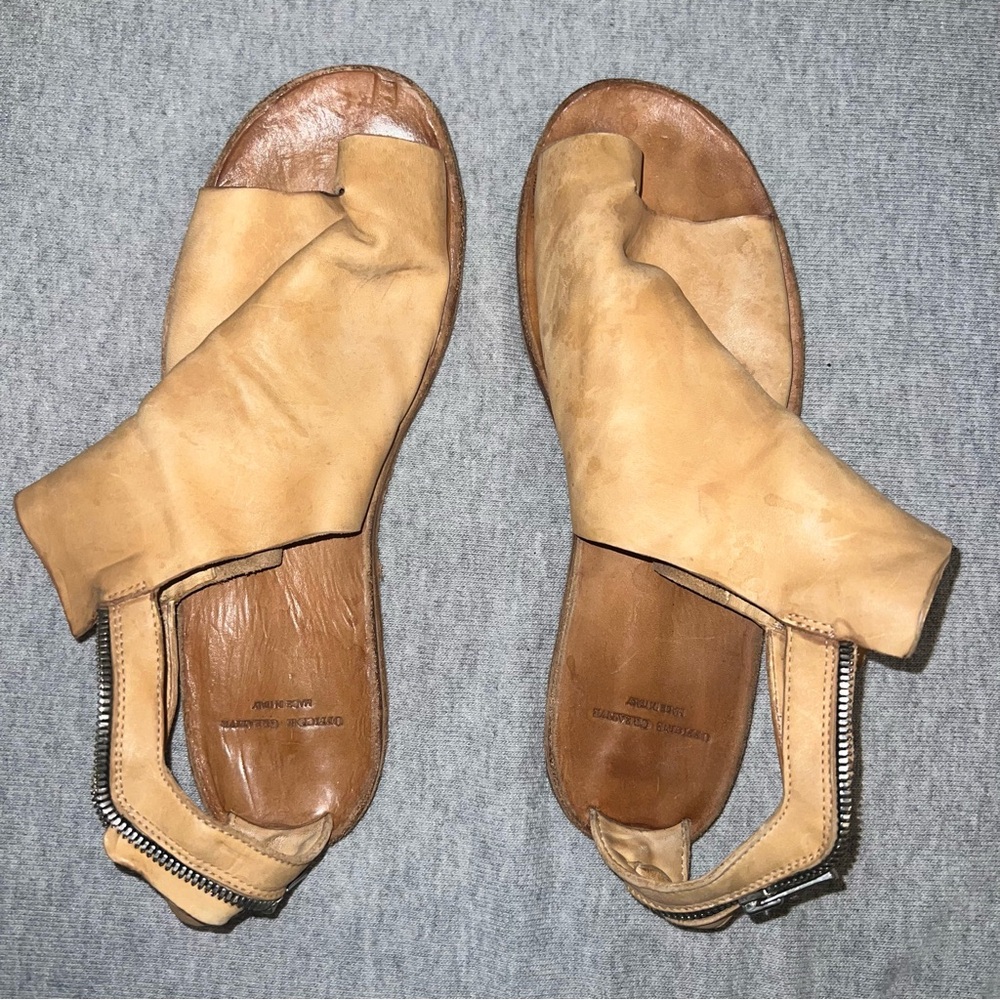 Officine Creative Tan Leather Sandals with Zipper